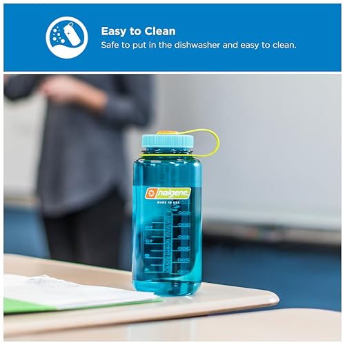 Nalgene 32 oz Wide Mouth Water Bottle | BPA-Free, Durable & Leak Proof, Lightweight Bottle for Hiking & Gym, Work & Travel - color: Cerulean, size: 32 Ounces