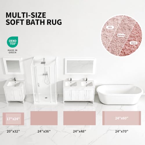 ILANGO Pink Bathroom Rugs 32" × 20" Non Slip & Super Absorbent Extra Thick Soft, Washable Bath Mat for Floor, Microfiber Plush Shaggy Bath Rug with Rubber for Bathtub Shower Room Sink - color: Pink, size: 1'8" x 2'8" (20''x32'' Bathroom Rug)