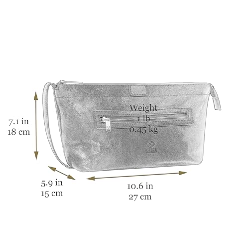 Time Resistance Leather Toiletry Bag - Dopp Kit, Full-grain Leather Cosmetic Case, Wash Bag (Brown)