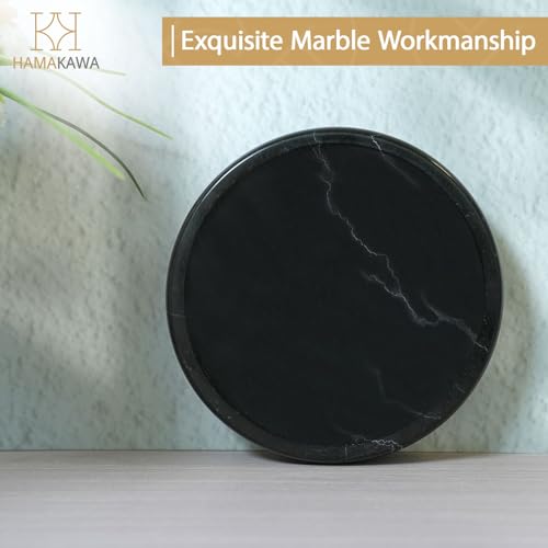 Natural Marble Soap Dish, Round Black Jewelry Dish 4.5 inch, Limestone Shower Soap Holder, Modern Stone Sponge Holder with White Stripe, Obsidian Bar Soap Saver Tray for Bathroom, Kitchen - color: Black 4.5-in Circ