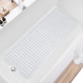 TEESHLY Bath Tub and Shower Mats, Non Slip 40 x 16 Inch Extra Long Bathtub Mat, Machine Washable Bathmat with Drain Holes, Suction Cups for Bathroom Floor, Clear - color: Clear