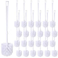 Mimorou 25 Pcs White Toilet Brush, Bathroom Toilet Bowl Brush, Soft Bristle Long Handle Plastic Toilet Scrubber for Bathroom