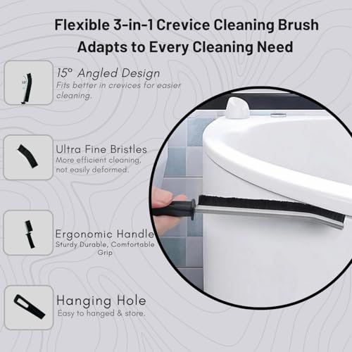 Hard Bristle Crevice Cleaning Brush Set, Multi Color, 6 Pack, 23cm Length, for Gap, Floor, Toilet Cleaning