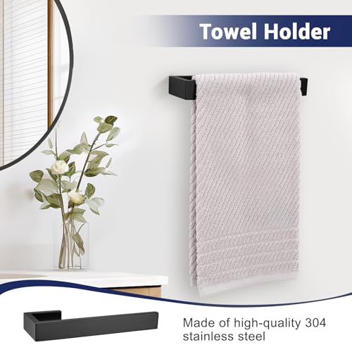 Matte Black Bathroom Hardware Set, 4-Piece Bath Towel Bar Set SUS304 Stainless Steel Towel Rack Set for Bathroom, 23.6 inches Bathroom Towel Holder Set Wall Mounted - color: Matte Black, size: Set A