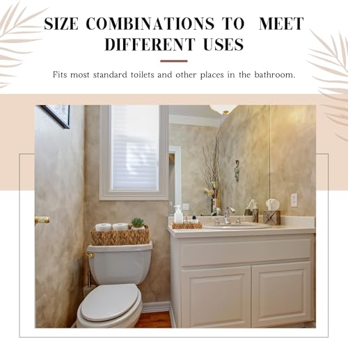 2 Pcs Toilet Paper Basket for Back of Toilet Wicker Water Hyacinth Basket Topper and Vanity Tray Set with Built-in Handles for Paper Hand Towel, Bathroom, Home, Spa(Light Brown) - color: Light Brown