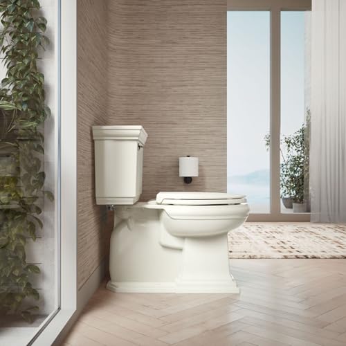 KOHLER 4636-RL-47 Cachet ReadyLatch Elongated Toilet Seat Slow Close, Soft Close Toilet Seat Quiet Lid, Contoured Grip-Tight Bumpers Installation Hardware, Apartment Essentials. Almond - color: Almond, size: Elongated