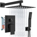 Aolemi Shower Faucet Set Rain Shower System with Handheld Spray Bathroom Shower Combo Rough-in Valve and Shower Trim Kit Included Matte Black 12 Inch Wall Mount Shower Head - color: Matte Black, size: 12 Inch Wall Mount Shower Head