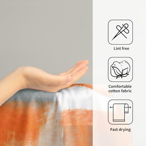 Miaoquhe Orange Grey Hand Towels for Bathroom Set of 2 Abstract Modern Art Grunge Style Oil Painting Bath Towels Art Decorative Soft Bathroom Towels for Kitchen Guest Gym Spa 14x28in - color: Modern Art Painting-orange