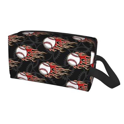 Kids Travel Toiletry Bag for Boys Girls - Waterproof Makeup Pouch Hanging Cosmetic Wash Bags Dopp Kit Shaving Bag for Toiletries Accessories(Fire Baseball) - color: Fire Baseball