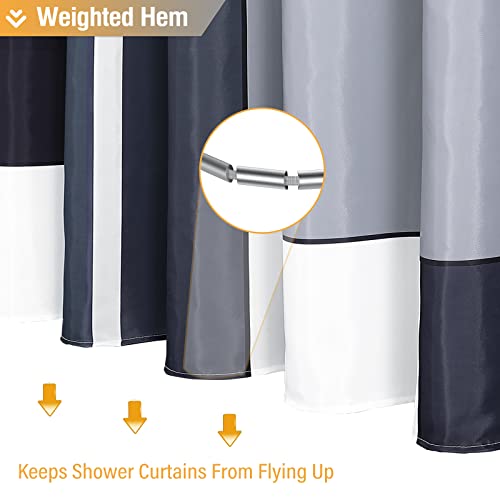 BTTN Stall Fabric Shower Curtain - 54 x 78 Inch Long Geometric Polyester Cloth Shower Curtain Set with 10 Plastic Hooks, Narrow Modern Neutral Water-Repellent Curtains for Bathroom Showers - Black - color: Black, size: 54"W x 78"L (Pack of 1)