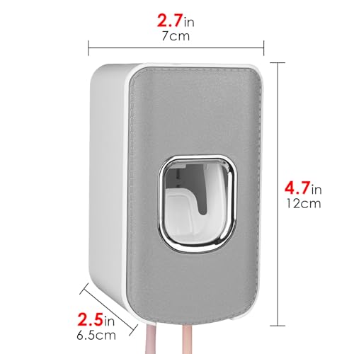 2 Slot Toothbrush Holder and Toothpaste Dispenser Wall Mounted, Automatic Toothpaste Squeezer, 2 in 1 Tooth Brush Toothpaste Organizer for Shower (Grey 2Pack) - color: Grey - Type B, size: 2
