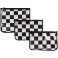 Tiny Twinkle Diaper Bag Organizing Pouches|3 Pack Mess-Proof Clear Front Travel Organizer Bags&TSA Approved Toiletry Bag Set for Baby and Mom Essentials - color: Black Checkers
