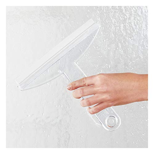 8" Clear Plastic Suction Squeegee Shower Window Cleaner | Suction Storage Hook