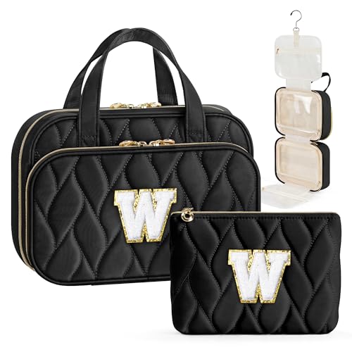 YOOLIFE Hanging Toiletry Bag for Women - Travel Toiletry Bag Makeup Bag, Portable Toiletries Travel Bag and Cosmetic Bag Essentials Black - W - color: Black, style: W