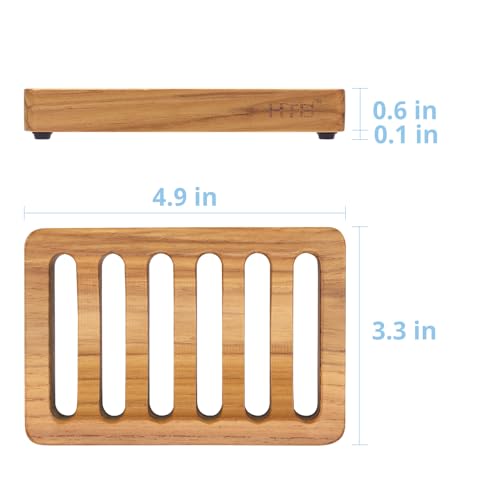 HTB 2 Pack Slotted Bar Soap Holder Teak Wood,Sponge Holder for Kitchen Sink | Self Draining Soap Dish for Shower, Bathroom, Bathtub, RV,Soap Saver Keep Soap Dry,Extend Soap Life,Bathroom Accessories - color: 2pcs