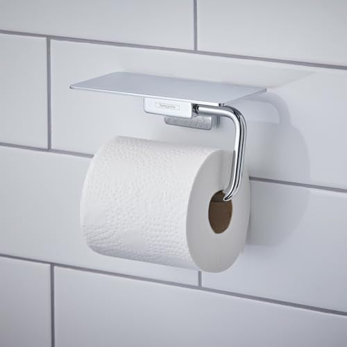 hansgrohe AddStoris Toilet Paper Holder with Shelf in Chrome, 41772000 - color: Chrome