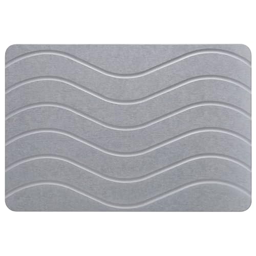 Absorbent Stone Bath Mat, Diatomaceous Earth Shower Mats, Non-Slip Water Absorbing Diatomite Stone Mat for Bathroom Floor, Quick-Drying Easy to Clean (23" x 16" Gray) - color: Gray