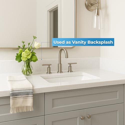 Bathroom Vanity Sink Backsplash/Sidesplash (Super White Engineered Marble, 4" x 30") - size: 4" x 30"