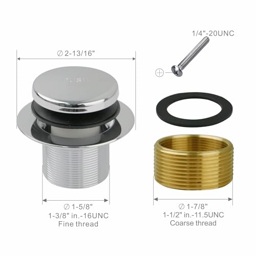 Chrome Bathtub Drain Tip-Toe Single Hole,Welsan Tub Drain Trim Set Conversion Kit Assembly, Coarse Thread Replacement Trim Kit with 1-Hole Overflow Faceplate Includes an Adapter,Chrome Plated - color: Chrome, style: 1 Hole