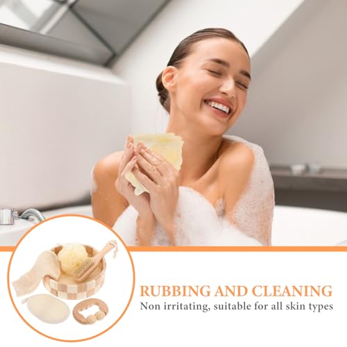 Mipcase Double-Sided Exfoliating Bath Mitt and Pumice Scrubbing Brush Set for Shower Body Cleaning and Callus Removal, Back Scrubber Bath Supplies for Men and Women