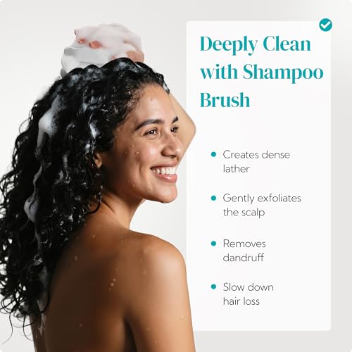 HEETA Scalp Massager Shampoo Brush 2 Pack, Soft Silicone Bristles to Remove Dandruff, Waterproof Scrubber for Wet Dry Hair, Suitable for Men & Women (Light Beige&Green) - color: Light Beige & Green