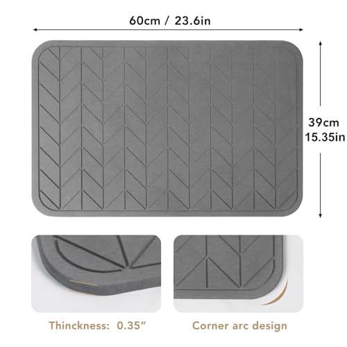 Stone Bath Mat, Diatomaceous Earth Shower Mat, Non-Slip Super Absorbent Quick Drying Bathroom Floor Mat, 2 Pack, Grey - color: Dark Grey 2