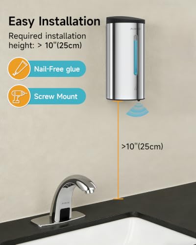 AIKE Classic Automatic Soap Dispenser,25 oz Liquid Wall Mount,Polished Stainless Steel Finish Model AK1205E - color: Polished Stainless Steel