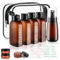Cosywell Travel Bottles for Toiletries 9PCS Plastic Squeeze Bottles TSA Approved Travel Size Containers Leakproof Plastic Cream Jars Refillable Cream Lotion Travel Essential Toiletries - color: E-Brown