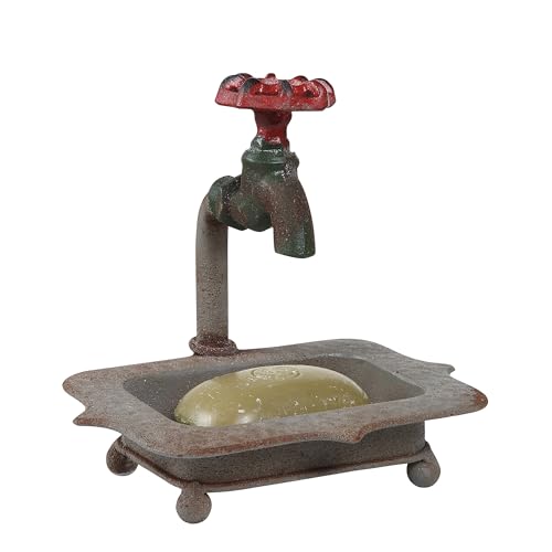 Creative Co-Op Rustic Metal Soap Dish with Faucet - color: Rust, style: Soap Dish