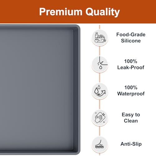ukeetap Extra Thick Silicone Mat Waterproof with Raised Edge 22" x 19", Under Sink Mat for Kitchen & Bathroom, Kitchen Cabinet Liner, Multi-Purpose for Storage & Protection, Gray - color: Gray, size: 22"L x 19"W