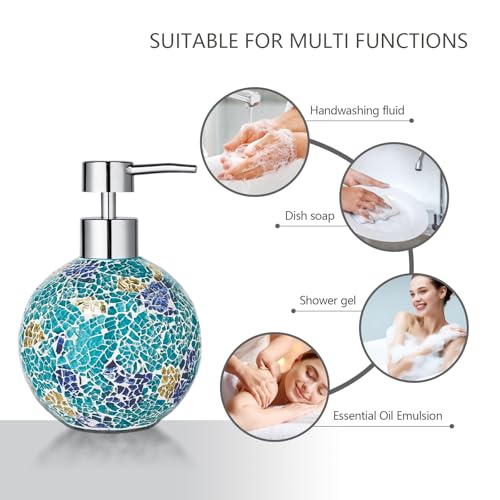 Handmade Blue Mosaic Glass Bathroom Accessory Sets 4PCS Bathroom Accessories Set Complete Includes Lotion Dispenser Toothbrush Holder Tumbler Cup & Soal Dish - color: Blue, size: Soap Dish