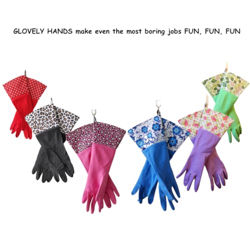 GLOVELY HANDS Rubber Cleaning Gloves – Water-Resistant Latex Dishwashing Gloves with Soft Cotton-Feel Lining, Non-Slip Grip, Long Cuff, Durable Household Kitchen Cleaning Medium (1 PAIR)