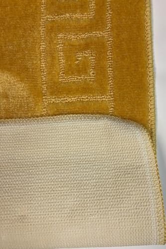 WPM WORLD PRODUCTS MART 3 Piece Bath Rug Set Pattern Bathroom Rug (20"x32")/Large Contour Mat (20"x20") with Lid Cover (Yellow) - color: Yellow