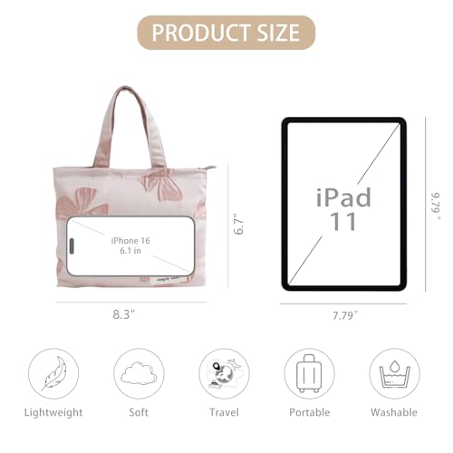 Wudygirl Makeup Bag Travel Cosmetic Bag for Women Small Makeup Pouch with Handle Zipper Cosmetic Pouch Handbag Aesthetic 8.3" x 6.7"(Pink Bow) - color: Pink Bow