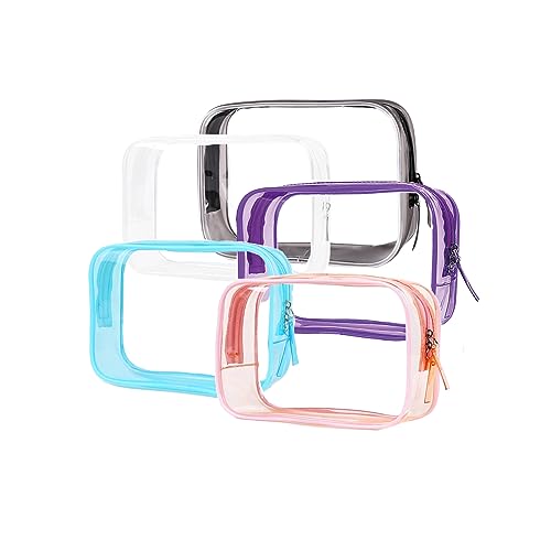 Buminee Clear Pouch Small, 6.6"x2.3"x4.7" Size TSA Approved Toiletry Bag, Travel Bags for Toiletries, Cosmetic Bag for Women and Men Small - Mixed Color - 5 Pack - color: mixed 5 color