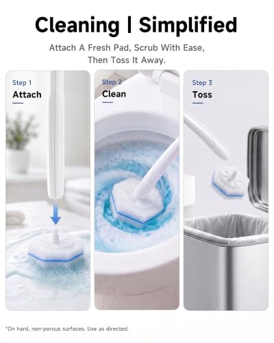 60 Count Toilet Wand Refills for Clorox, 5X Cleaning Power Toilet Bowl Wand Refills & High-Density Disposable Toilet Brush Scrubber - No Falling Apart, Instant Foam for Bathroom Cleaning - size: 1 Count (Pack of 60)