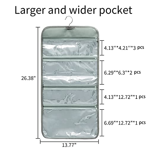 Foldable Clear Hanging Travel Toiletry Bag Cosmetic Organiser Storage - color: Grey