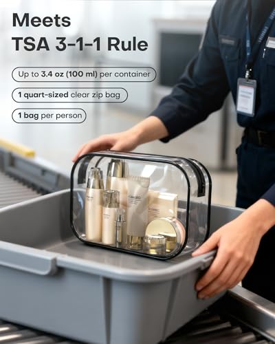 HOTOR Clear Toiletry Bag for Men & Women - TSA Approved Travel Essentials, Waterproof PVC Zippered Makeup Bag for Gym, Airplane & Daily Use, 8.8" x 6.0" x 2.2", 2 Packs - size: 2 Packs - 8.8" x 6.0" x 2.2"