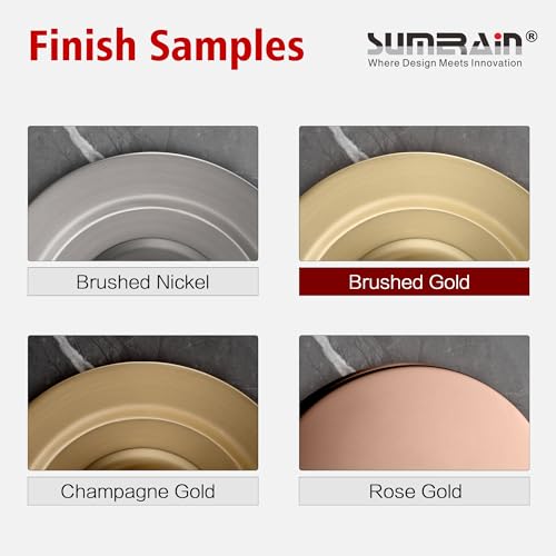 SUMERAIN 3 Handle Tub Shower Faucet Set Brushed Gold | High Pressure Waterfall Tub Spout, 3-Cross Handles, Wall Mounted, 8 Inches Rain Shower Head, Brass Rough in Valve - color: Brushed Gold