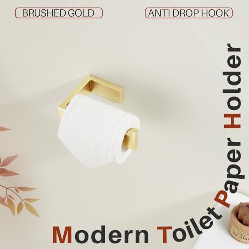 KOKOSIRI Toilet Paper Holder Gold Tissue Paper Dispenser for Kitchen Bathroom Washroom Toilet Roll Holder Wall Mounted Stainless Steel B2009BG - color: Brushed Gold