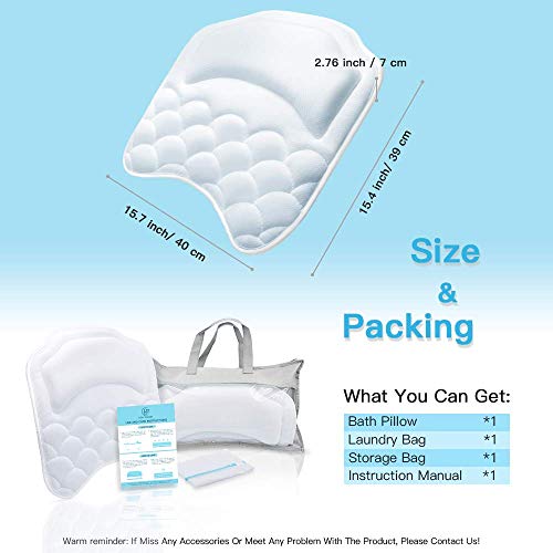 Beautybaby Bathtub Spa Pillow Bath Pillows for tub, with Non-Slip 8 Large Strong Suction Cups, Free Machine Washable Bag