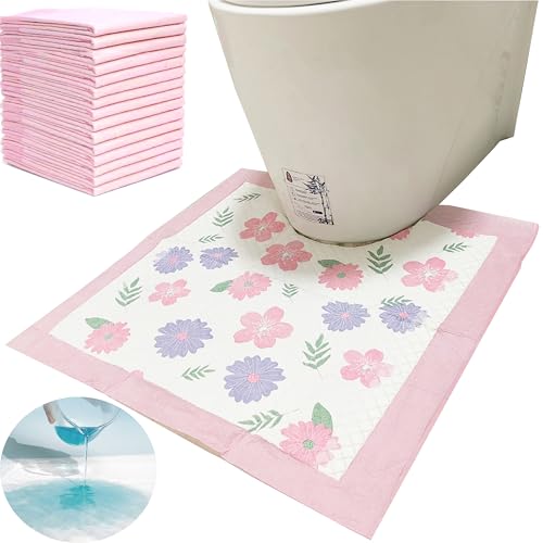 Toilet Floor Protector From Urine 15 Pack Disposable Toilet Mats Provides Ideal Liquid Absorption Great for Toilet Training or Keeping Your Floors Clean (Printed Mats) - style: Printed Mats