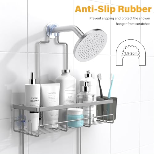 AKTECKE Shower Caddy Hanging Bathroom Organizer: Rustproof Shelf for Inside Shower - No Drilling Racks Over Showerhead - Bath Shelves for Shampoo Soap - color: Silver
