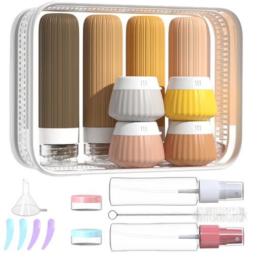 18Pack Travel Bottles for Toiletries TSA Approved Silicone Travel Containers for Toiletries, Leak Proof Refillable Liqus Shampoo And Conditioner travel Essentials toiletry Bottles (BPA Free) - color: Yellow