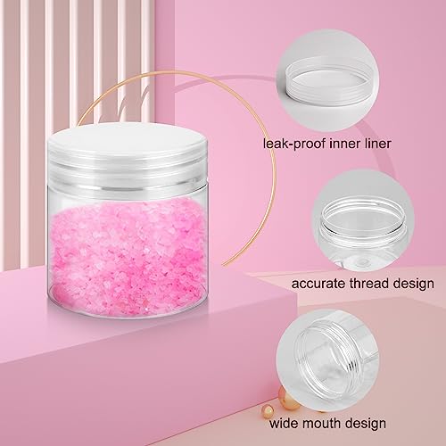 Loretoy 36 Pack 2 OZ Plastic Jars with Lids, BPA Free, Reusable, Refillable Transparent Cosmetic Containers for Bath Salts, Cosmetics, Powders, Beauty Product and Small Accessories - White - color: White, size: 2 Ounce
