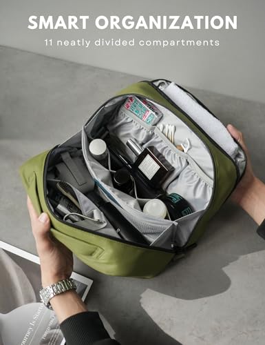 Large Hanging Travel Toiletry Bag for Men Women, Water-resistant Dopp Kit | 6L Large Capacity Wide Open Cosmetic Makeup Bag Bathroom Shower Bags for Toiletries, Grooming, Shaving Organizer Bag - color: Green