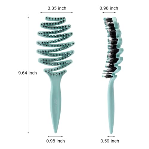 Wet Natural Boar Bristle Hair Brush for Fine Hair - A Great Gift | Smoothing Vented Detangling, Hair Texture, Gentle Scalp Feel, for Women and Men, Paddle, Frizz, Thin Hair, High Quality - color: Aqua