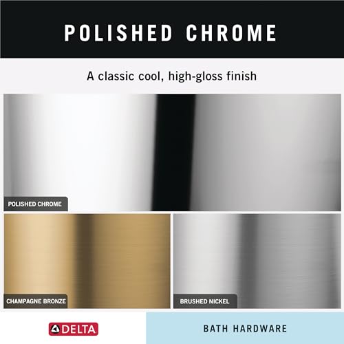 Delta 4-Piece Polished Chrome Bathroom Set Towel Rack, Ring, Toilet Paper Holder, Hook | Nicoli Bath Accessories - color: Polished Chrome