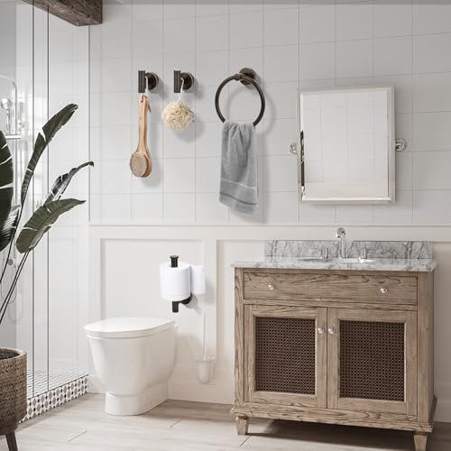 4 Piece Oil Rubbed Bronze Stainless Steel Bathroom Hardware Set Include Hand Towel Ring, Toilet Paper Holder,and 2 Robe Towel Hooks,Bathroom Accessories Set Oil Rubbed Bronze - color: Oil Rubbed Bronze