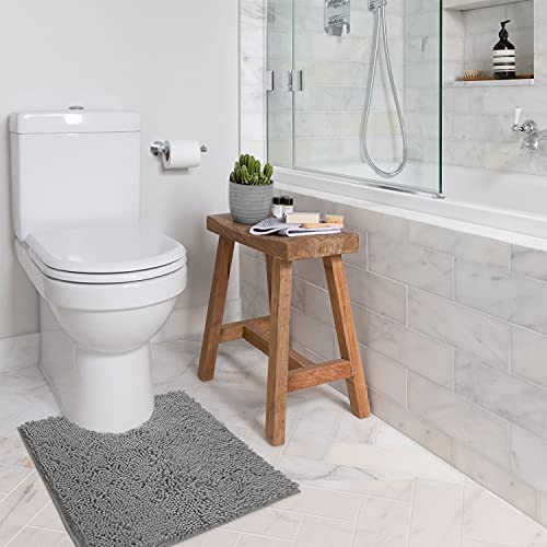 LuxUrux Toilet Rugs U Shaped Washable, Bathroom Toilet Mat, Extra-Soft Plush Bath Bathroom Rug,1'' Chenille Microfiber Material, Super Absorbent Shaggy Machine Wash & Dry (20 x 20 inch, Light Grey) - color: Light Grey, size: 20'' X 20'' U